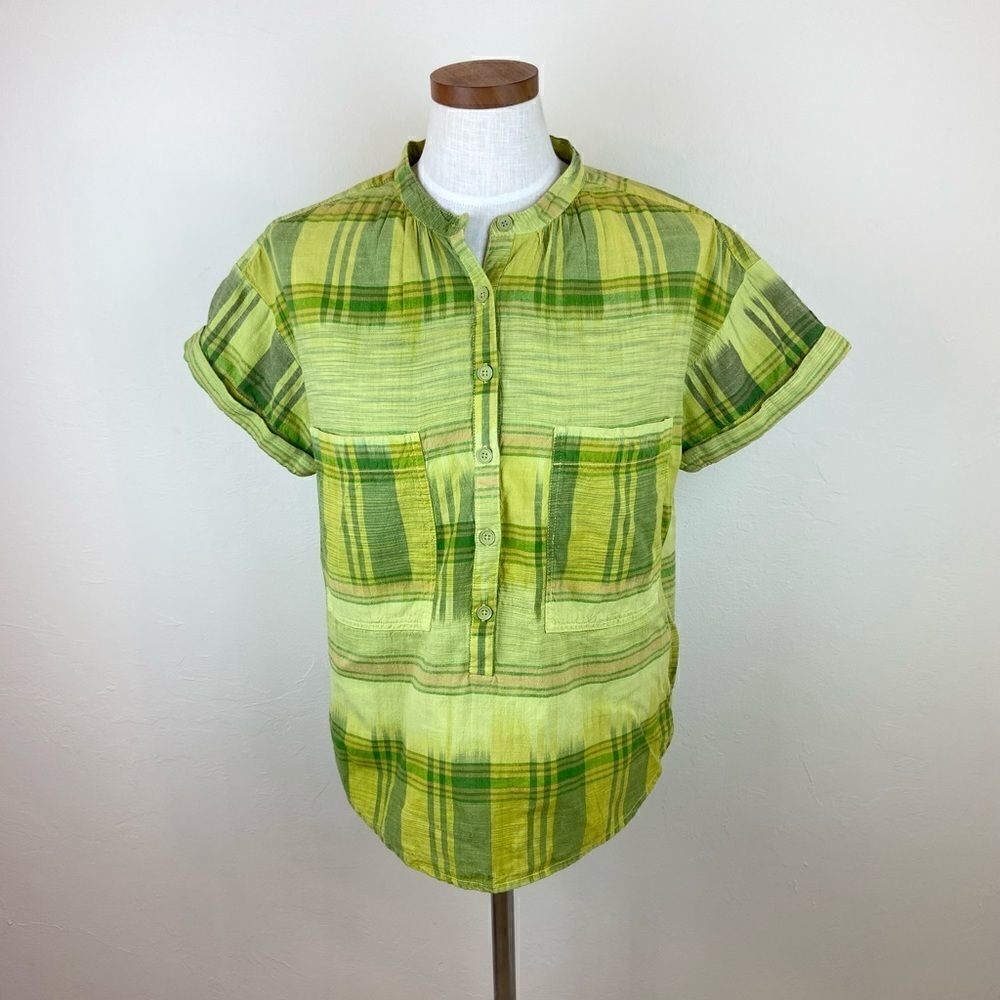 Anthropologie Pilcro Checked Plaid Short-Sleeve Shirt